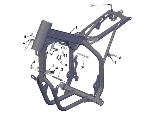 2022 COBRA CX50 P3 - FRAME - SEAT FENDER, RIGHT SIDE PANEL, RADIATOR & SHOCK MOUNTS