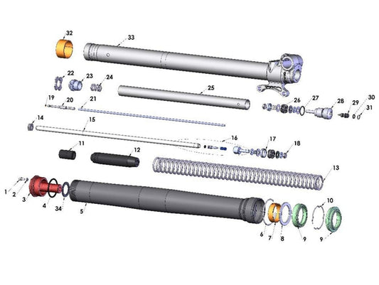 2021-2025 COBRA CX65 - FORK LEG ASSEMBLY - BRAKE SIDE