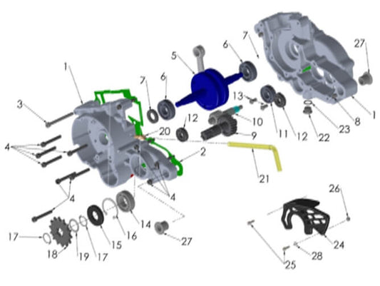 2024-2025 COBRA CX50 - ENGINE - BOTTOM END & TRANSMISSION